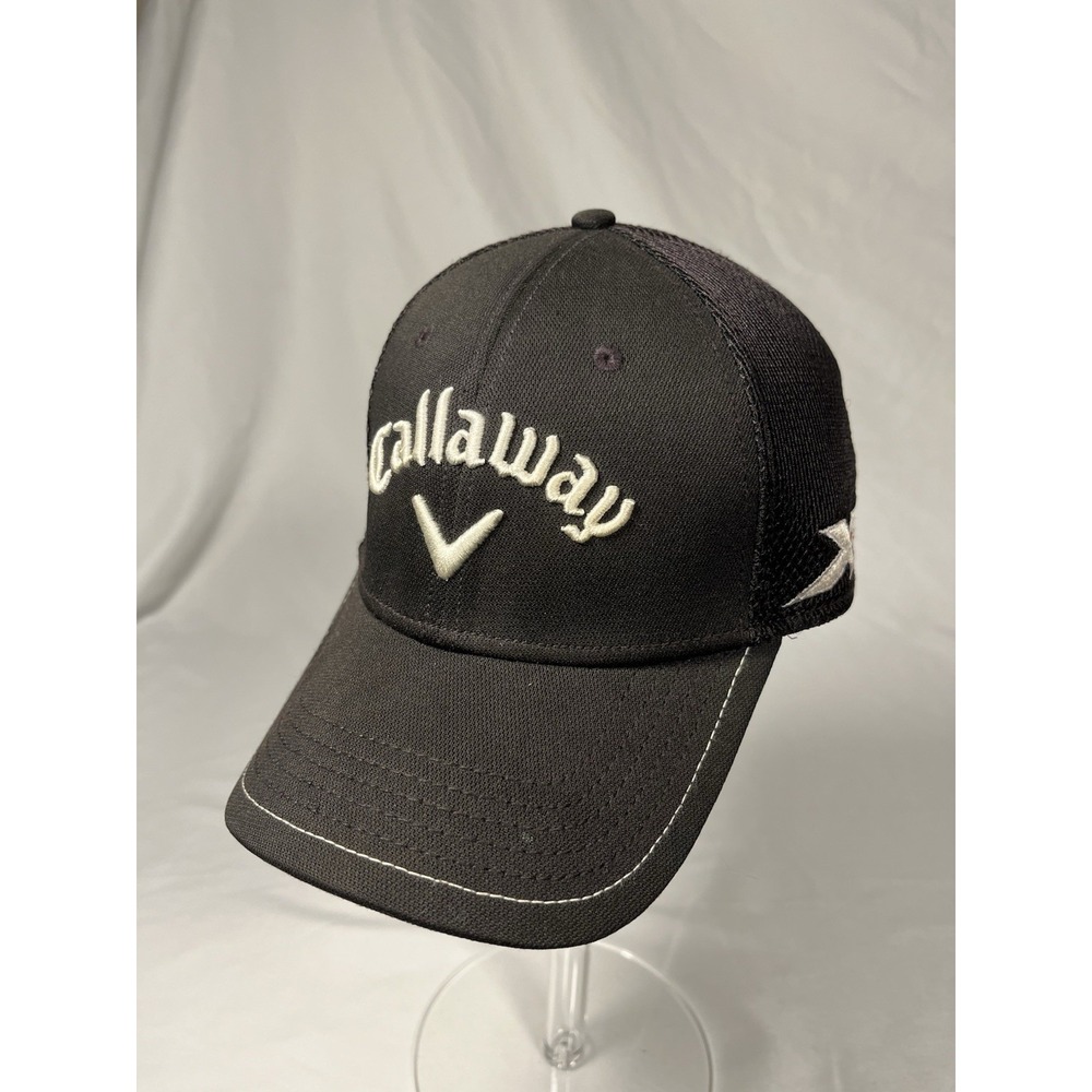 Callaway Odyssey Golf Hat Cap Black Mesh L/XL A-Flex Fitted XR Logo